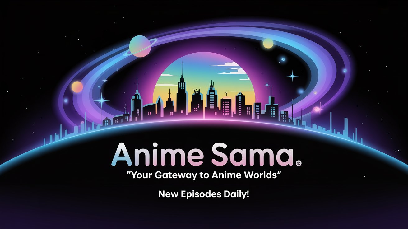 Bannière anime sama avec univers coloré de streaming anime